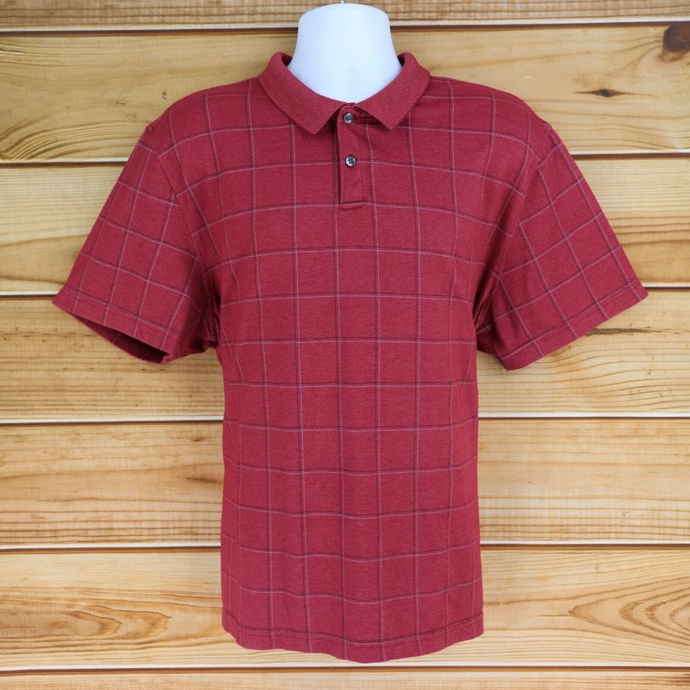 Van Heusen Polo Golf Shirt Mens Sz XXL Red Checks Cotton Blend Comfort Collared